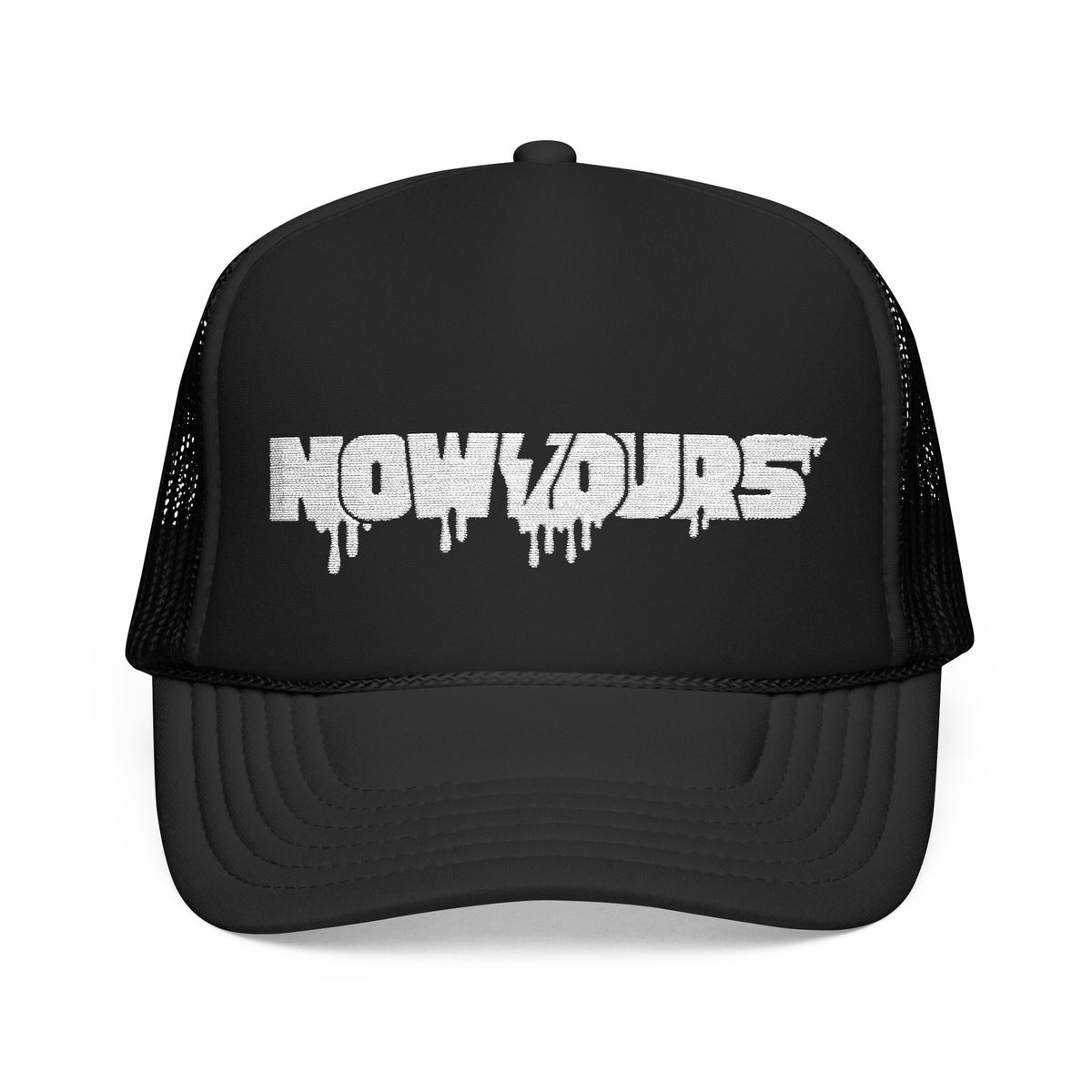 Now Yours Drip Logo Trucker Hat — Distressed Streetwear Foam Cap